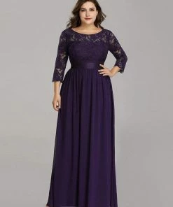 Ever-Pretty US Prom Dresses Simple Plus Size Lace Evening Dress With Half Sleeves