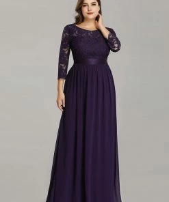 Ever-Pretty US White Dresses Custom Size See-Through Maxi Lace Evening Dress With Half Sleeve