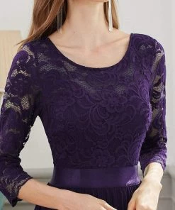 Ever-Pretty US See-Through Floor Length Lace Chiffon Evening Dress With Half Sleeve SHOP BY OCCASION