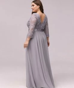 Ever-Pretty US White Dresses Custom Size See-Through Maxi Lace Evening Dress With Half Sleeve