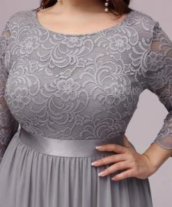 Ever-Pretty US White Dresses Custom Size See-Through Maxi Lace Evening Dress With Half Sleeve