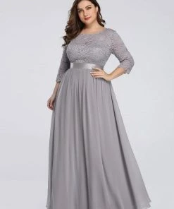 Ever-Pretty US Prom Dresses Simple Plus Size Lace Evening Dress With Half Sleeves