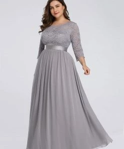 Ever-Pretty US Prom Dresses Simple Plus Size Lace Evening Dress With Half Sleeves