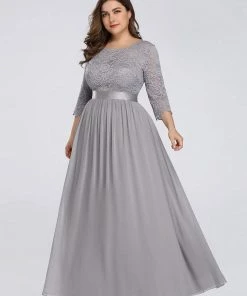 Ever-Pretty US Prom Dresses Simple Plus Size Lace Evening Dress With Half Sleeves