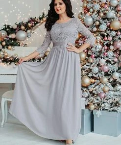 Ever-Pretty US SHOP BY OCCASION See-Through Floor Length Lace Evening Dress With Half Sleeve