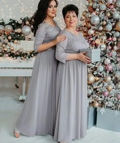 Ever-Pretty US SHOP BY OCCASION See-Through Floor Length Lace Evening Dress With Half Sleeve