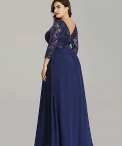 Ever-Pretty US White Dresses Custom Size See-Through Maxi Lace Evening Dress With Half Sleeve