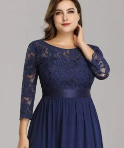 Ever-Pretty US Prom Dresses Simple Plus Size Lace Evening Dress With Half Sleeves