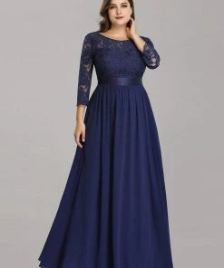 Ever-Pretty US SHOP BY OCCASION See-Through Floor Length Lace Evening Dress With Half Sleeve