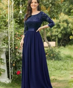 Ever-Pretty US SHOP BY OCCASION See-Through Floor Length Lace Evening Dress With Half Sleeve