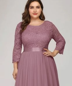 Ever-Pretty US White Dresses Custom Size See-Through Maxi Lace Evening Dress With Half Sleeve