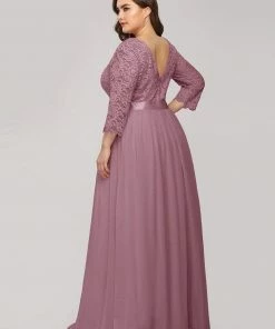 Ever-Pretty US SHOP BY OCCASION See-Through Floor Length Lace Evening Dress With Half Sleeve