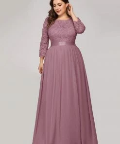 Ever-Pretty US Prom Dresses Simple Plus Size Lace Evening Dress With Half Sleeves