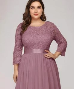 Ever-Pretty US SHOP BY OCCASION See-Through Floor Length Lace Evening Dress With Half Sleeve