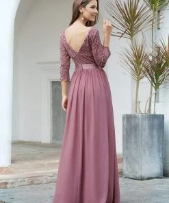 Ever-Pretty US SHOP BY OCCASION See-Through Floor Length Lace Evening Dress With Half Sleeve