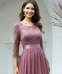 Ever-Pretty US SHOP BY OCCASION See-Through Floor Length Lace Evening Dress With Half Sleeve
