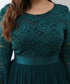 Ever-Pretty US Prom Dresses Simple Plus Size Lace Evening Dress With Half Sleeves