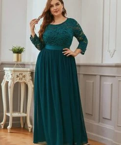 Ever-Pretty US Prom Dresses Simple Plus Size Lace Evening Dress With Half Sleeves