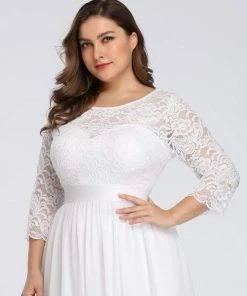 Ever-Pretty US Prom Dresses Simple Plus Size Lace Evening Dress With Half Sleeves