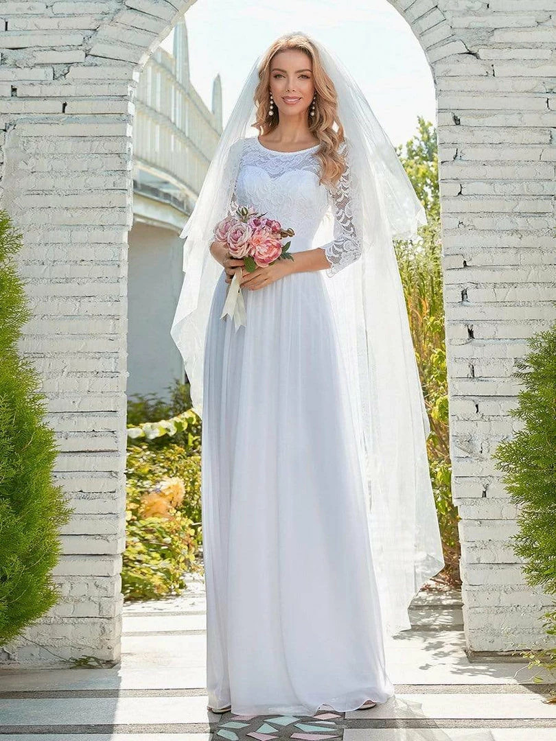Ever-Pretty US Summer Dresses 2022 Outdoor Casual Lace & Chiffon Wedding Dress For Eloping 1 Ever-Pretty US Summer Dresses 2022 Outdoor Casual Lace & Chiffon Wedding Dress For Eloping