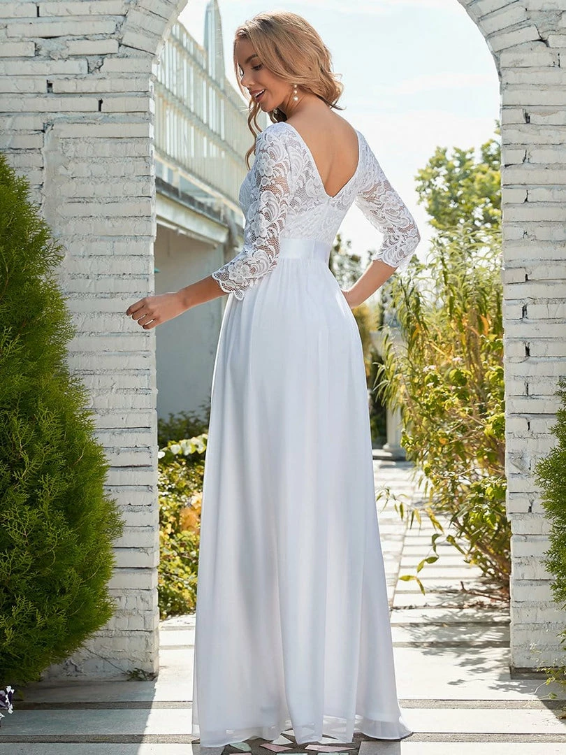 Ever-Pretty US Summer Dresses 2022 Outdoor Casual Lace & Chiffon Wedding Dress For Eloping 2 Ever-Pretty US Summer Dresses 2022 Outdoor Casual Lace & Chiffon Wedding Dress For Eloping