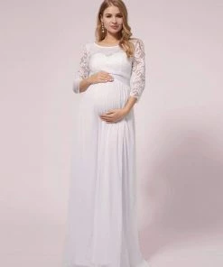 Ever-Pretty US Full-sleeves Lace Bodice Maxi Maternity Dress