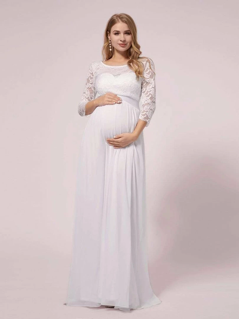 Ever-Pretty US Full-sleeves Lace Bodice Maxi Maternity Dress 1 Ever-Pretty US Full-sleeves Lace Bodice Maxi Maternity Dress