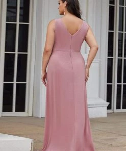 Ever-Pretty US SHOP BY OCCASION Floor Length V Neck Shiny Evening Dress With Side Split
