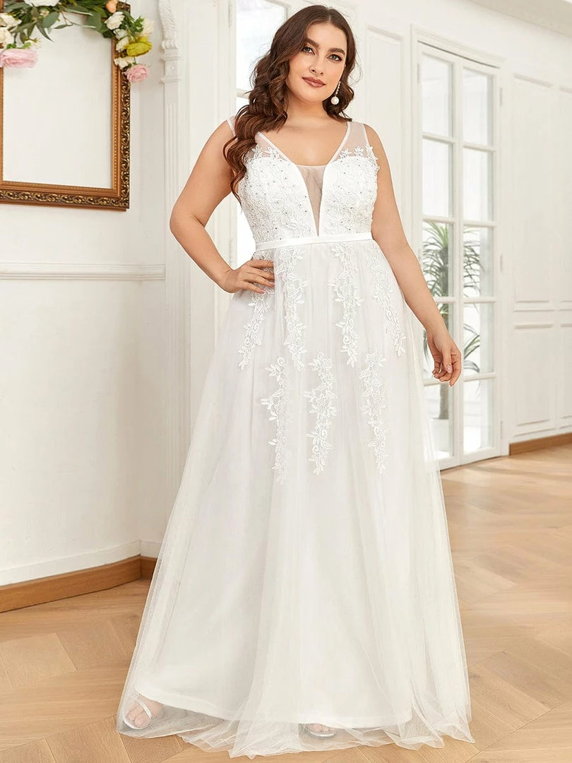 Ever-Pretty US Plus Size Maxi Long Elegant Ethereal Tulle Wedding Dress SHOP BY OCCASION 1 Ever-Pretty US Plus Size Maxi Long Elegant Ethereal Tulle Wedding Dress SHOP BY OCCASION