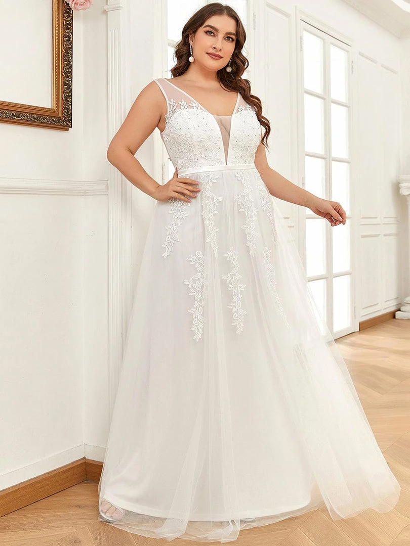 Ever-Pretty US Plus Size Maxi Long Elegant Ethereal Tulle Wedding Dress SHOP BY OCCASION 4 Ever-Pretty US Plus Size Maxi Long Elegant Ethereal Tulle Wedding Dress SHOP BY OCCASION