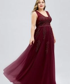 Ever-Pretty US Plus Size Maxi Long Elegant Ethereal Tulle Floral Fromal Evening Dress Prom Dresses