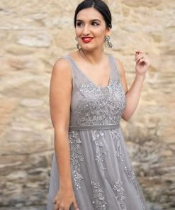 Ever-Pretty US Plus Size Maxi Long Elegant Ethereal Tulle Floral Fromal Evening Dress Prom Dresses