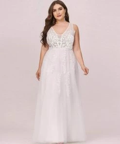 Ever-Pretty US Plus Size Maxi Long Elegant Ethereal Tulle Floral Fromal Evening Dress Prom Dresses