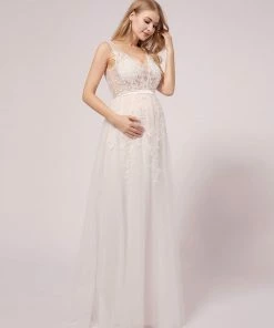 Ever-Pretty US Sleeveless A-Line Maternity Tulle Wedding Dress