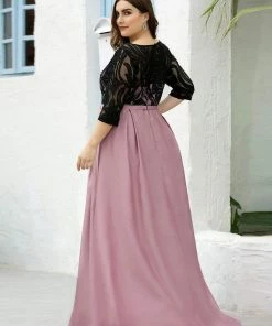 Ever-Pretty US Round Neck Formal Evening Gowns For Women With Lace Sleeve SHOP BY OCCASION