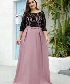 Ever-Pretty US Round Neck Formal Evening Gowns For Women With Lace Sleeve SHOP BY OCCASION