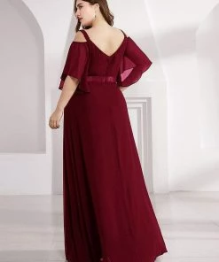 Ever-Pretty US Plus Size Women's Off Shoulder Bridesmaid Dress Evening Gown With Ruffle Sleeves SHOP BY OCCASION