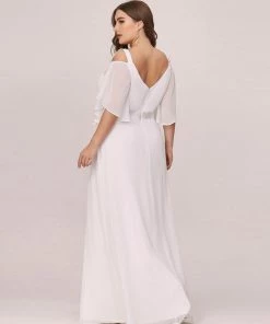 Ever-Pretty US Summer Dresses 2022 Plus Size Cold Shoulder Outdoor Chiffon Wedding Formal Dress