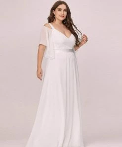 Ever-Pretty US Plus Size Women's Off Shoulder Bridesmaid Dress Evening Gown With Ruffle Sleeves SHOP BY OCCASION