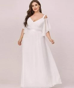 Ever-Pretty US Plus Size Women's Off Shoulder Bridesmaid Dress Evening Gown With Ruffle Sleeves SHOP BY OCCASION