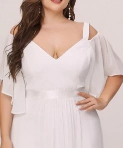 Ever-Pretty US Summer Dresses 2022 Plus Size Cold Shoulder Outdoor Chiffon Wedding Formal Dress