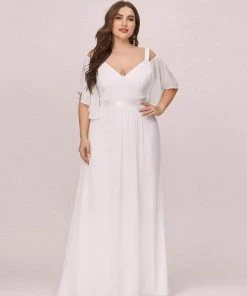 Ever-Pretty US Plus Size Women's Off Shoulder Bridesmaid Dress Evening Gown With Ruffle Sleeves SHOP BY OCCASION