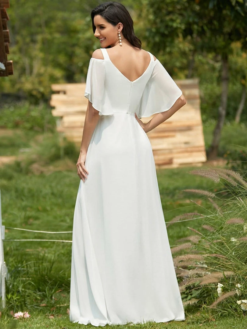 Ever-Pretty US Double V Neck Cold Shoulder Flowy Chiffon Outdoor Wedding Dress Summer Dresses 2022 2 Ever-Pretty US Double V Neck Cold Shoulder Flowy Chiffon Outdoor Wedding Dress Summer Dresses 2022