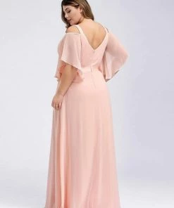 Ever-Pretty US Plus Size Women's Off Shoulder Bridesmaid Dress Evening Gown With Ruffle Sleeves SHOP BY OCCASION