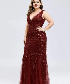 Ever-Pretty US Plus Size Maxi Sequin Formal Dresses & Gowns