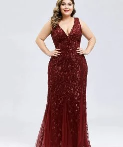 Ever-Pretty US Plus Size Maxi Sequin Formal Dresses & Gowns