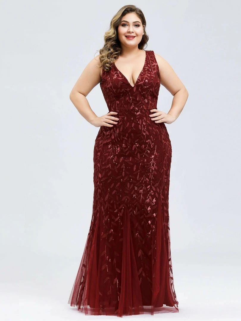 Ever-Pretty US Plus Size Double V-Neck Fishtail Sequin Formal Maxi Evening Dress 5 Ever-Pretty US Plus Size Double V-Neck Fishtail Sequin Formal Maxi Evening Dress