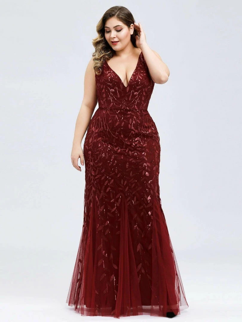 Ever-Pretty US Plus Size Double V-Neck Fishtail Sequin Formal Maxi Evening Dress 2 Ever-Pretty US Plus Size Double V-Neck Fishtail Sequin Formal Maxi Evening Dress