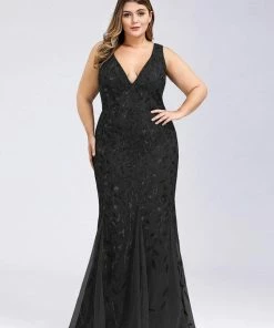 Ever-Pretty US Plus Size Double V-Neck Fishtail Sequin Formal Maxi Evening Dress 84 Ever-Pretty US Plus Size Double V-Neck Fishtail Sequin Formal Maxi Evening Dress