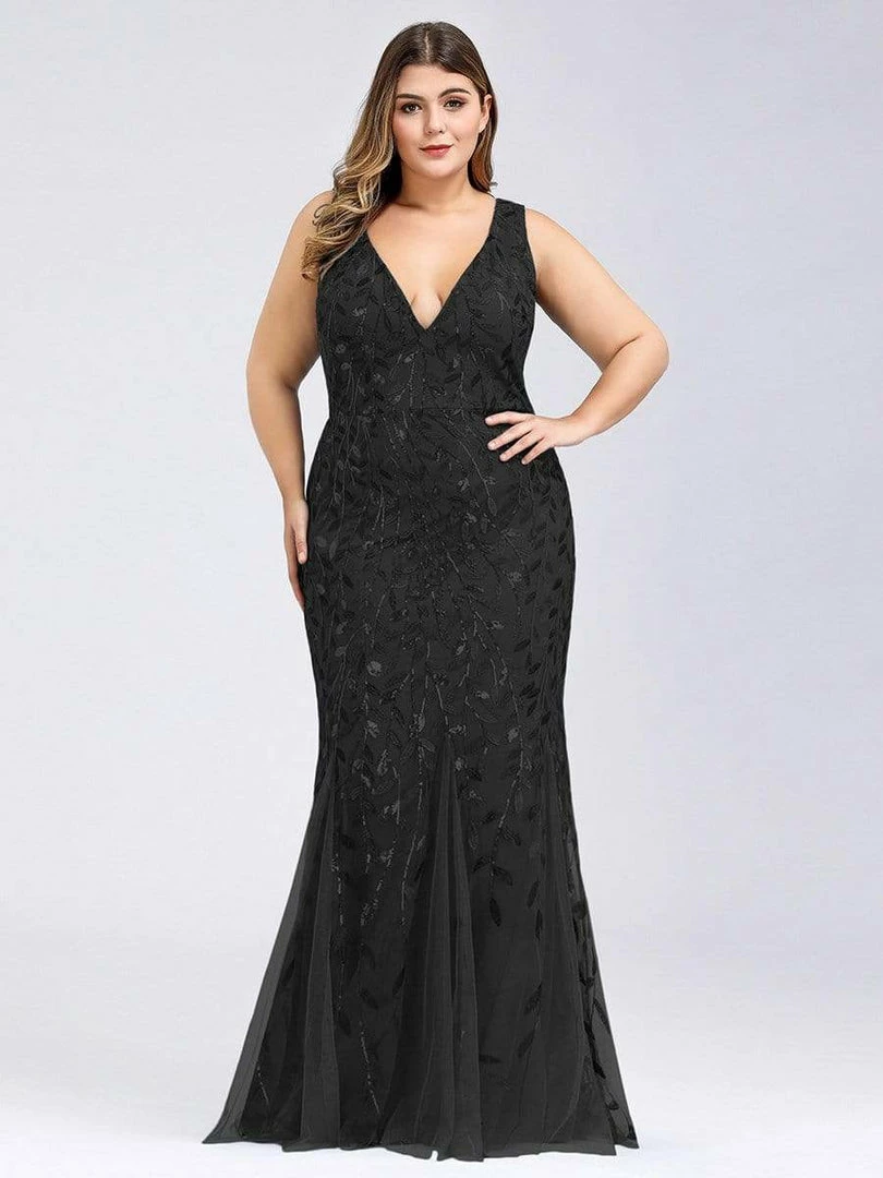 Ever-Pretty US Plus Size Double V-Neck Fishtail Sequin Formal Maxi Evening Dress 35 Ever-Pretty US Plus Size Double V-Neck Fishtail Sequin Formal Maxi Evening Dress